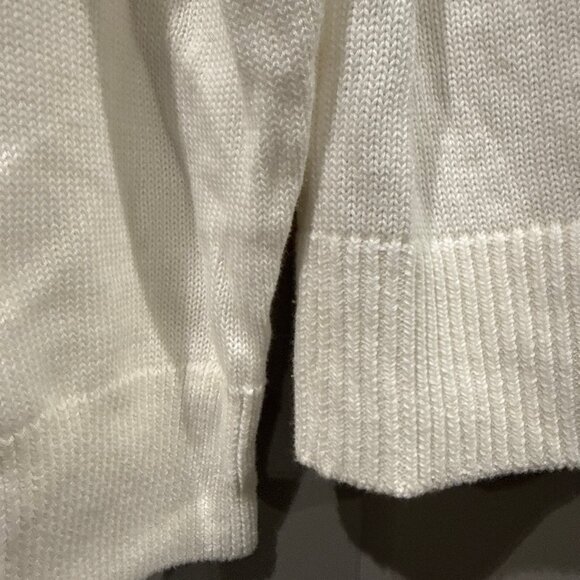 Quince Organic Cotton Mock Neck Sweater Womens L Gray Knit White - Picture 4 of 7